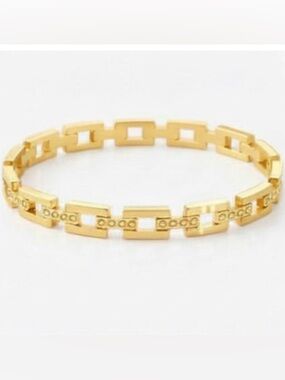 ✨Gold Link Bracelet Rhinestone Bar Minimal Designer Inspired✨ 💦 Waterproof 💧💦